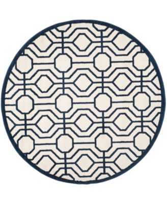 Amherst Ivory and Navy 7' x 7' Round Area Rug