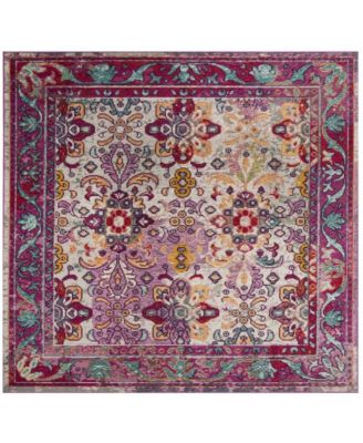 Crystal Light Blue and Fuchsia 7' x 7' Square Area Rug