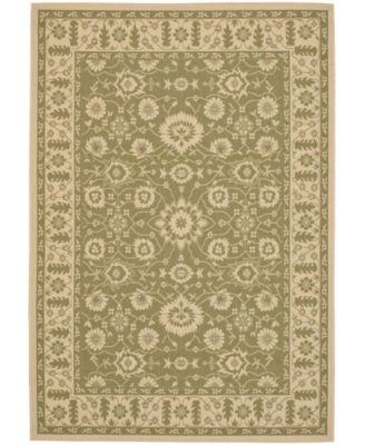 Courtyard CY6126 Green and Creme 5'3" x 7'7" Outdoor Area Rug