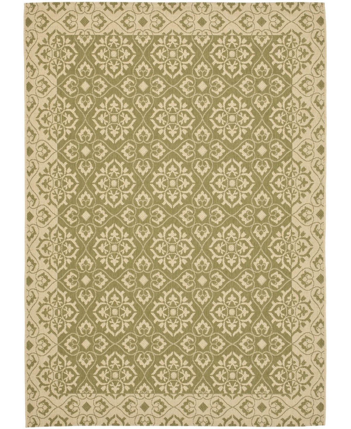 Safavieh Courtyard Cy6550 Green And Creme 5'3" X 7'7" Outdoor Area Rug