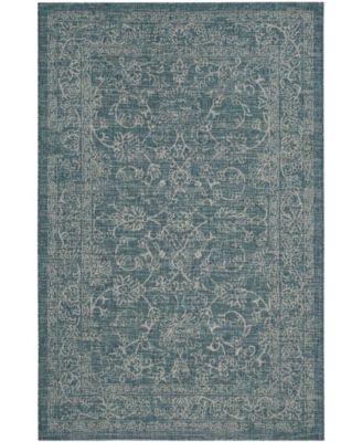 Courtyard CY8680 Turquoise 5'3" x 7'7" Sisal Weave Outdoor Area Rug