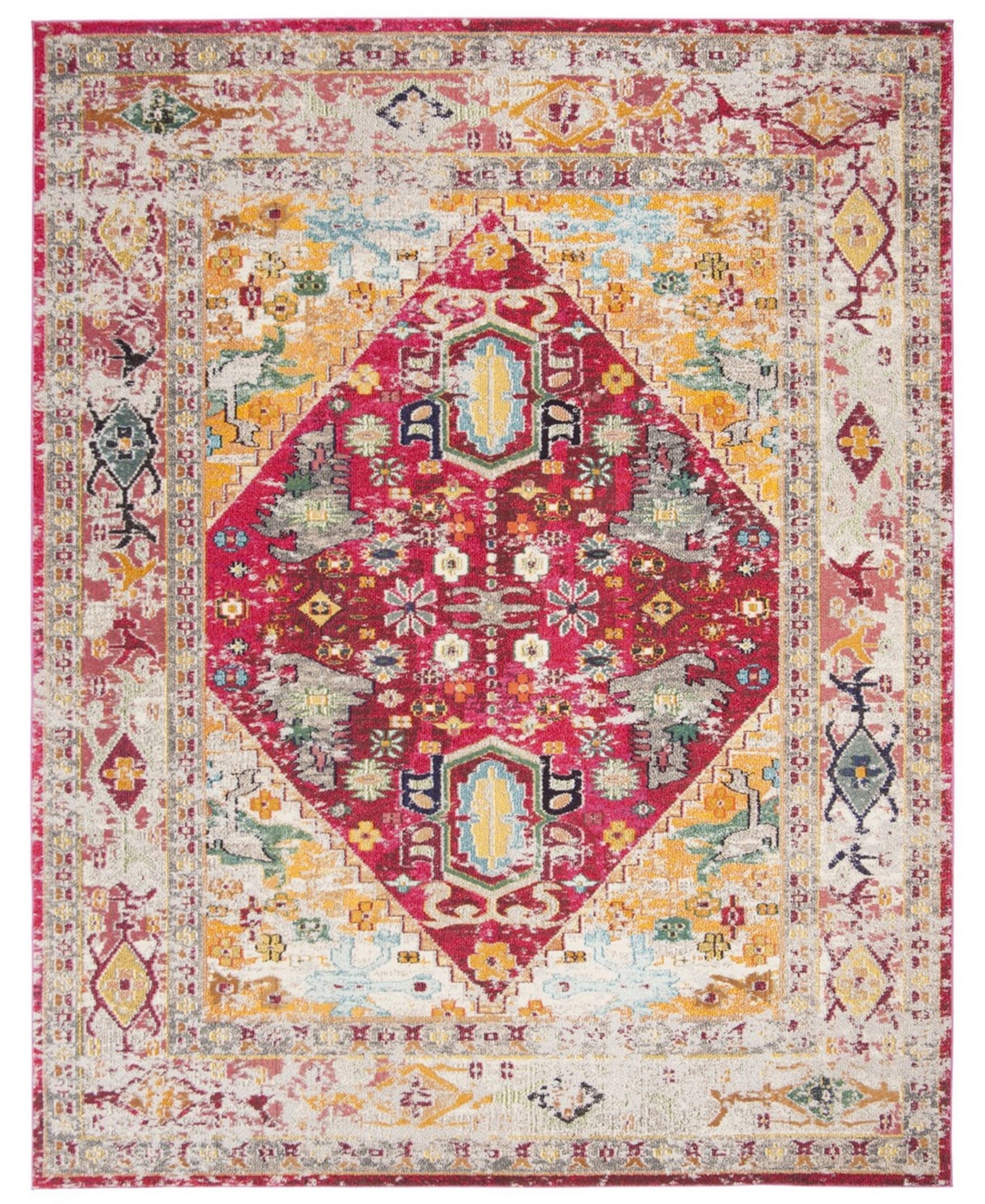 Safavieh Monaco Fuchsia and Light Gray 8' x 10' Area Rug - Fuchsia