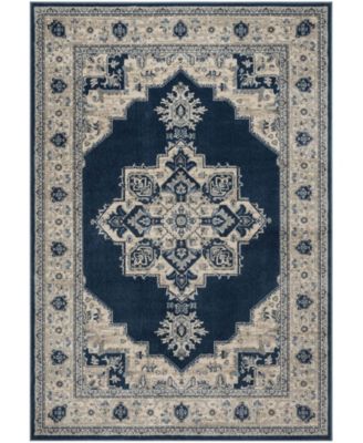Brentwood BNT865 Navy and Creme 5'3" x 7'6" Area Rug