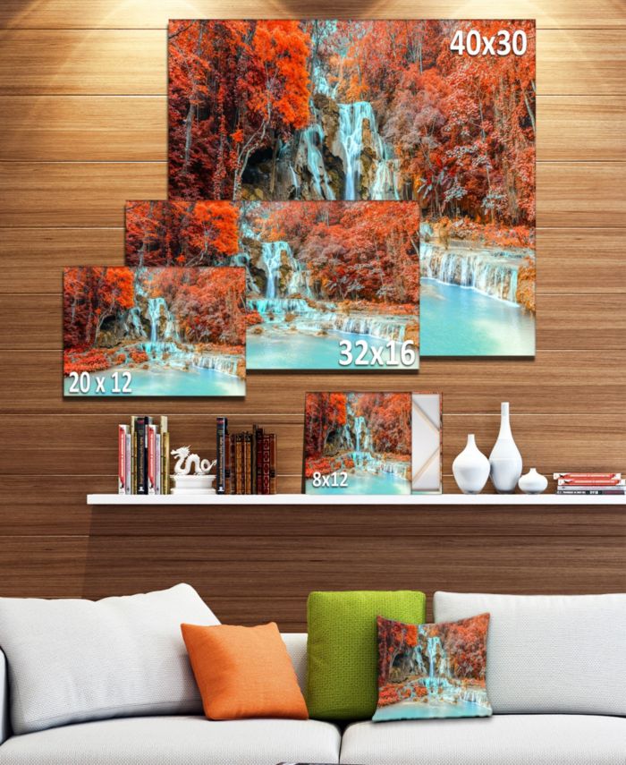 Design Art Designart Rainforest Waterfall Loas Landscape Photography Canvas Print - 32" X 16" & Reviews - Wall Art - Macy's