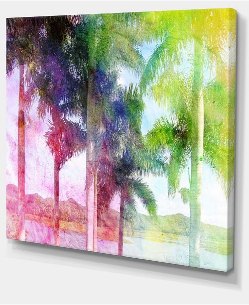 Design Art Designart Green Retro Palm Trees Landscape Painting Canvas Print 40 X 30 Reviews Wall Art Macy S