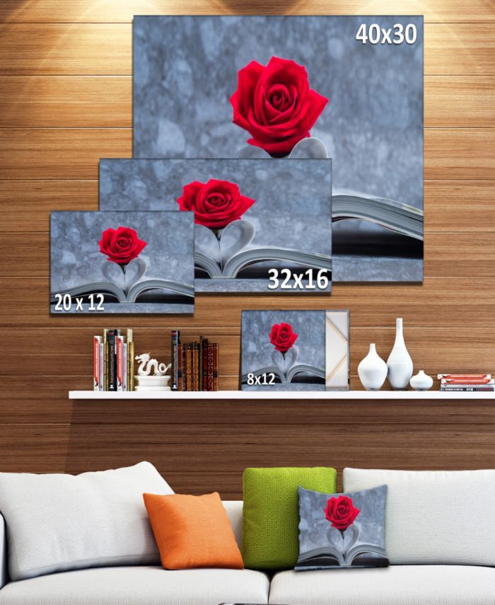 Design Art Designart Red Rose Inside The Book Floral Art Canvas Print - 20" X 12" & Reviews - Wall Art - Macy's