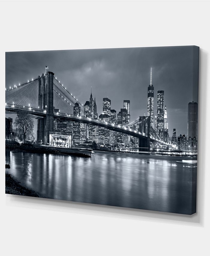 Design Art Designart Panorama New York City At Night Cityscape Canvas ...