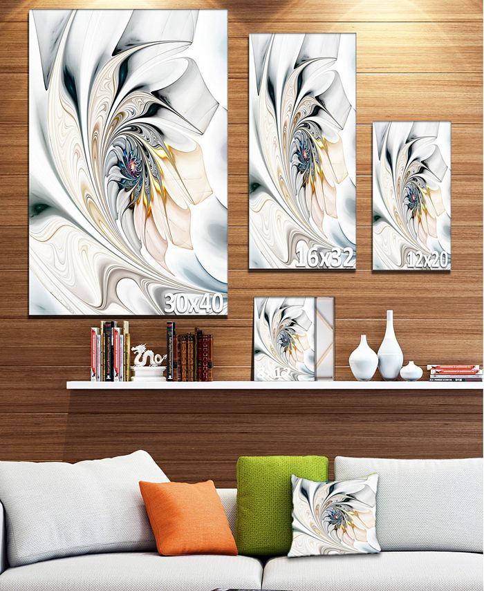 Design Art Designart White Stained Glass Floral Art Large Floral Wall ...