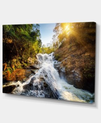 Design Art Designart Waterfall Through The Forest Landscape Canvas Art ...