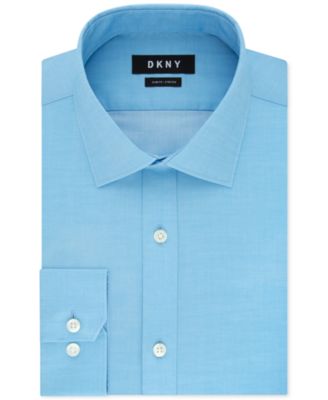 DKNY - Men's Slim-Fit Stretch Gray Solid Dress Shirt