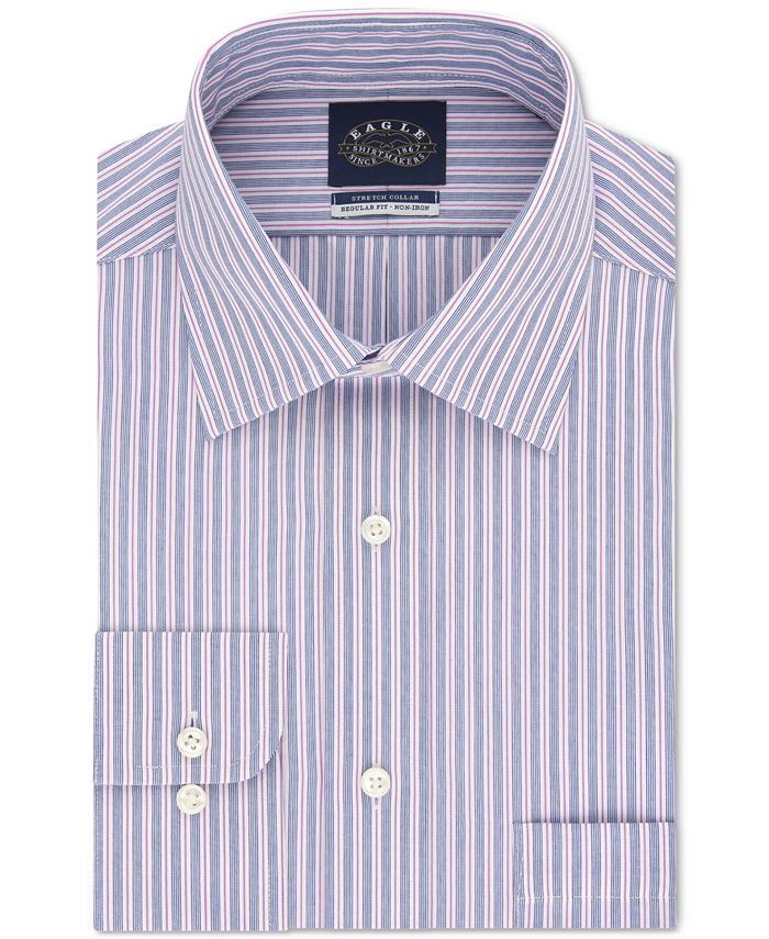 Eagle Men's Classic/Regular Fit NonIron Stretch Collar Stripe Dress