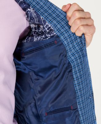 Nautica Men's Modern-Fit Blue Plaid Sport Coat