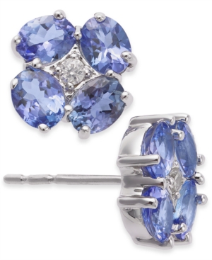 image of Tanzanite (1-3/4 ct. t.w.) & Diamond Accent Stud Earrings in 14k White Gold