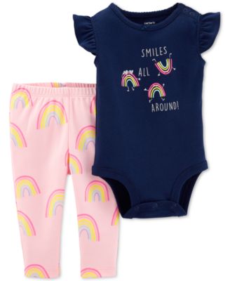 Carter's Baby Girls 2-Pc. Rainbow Graphic Cotton Bodysuit & Pants Set