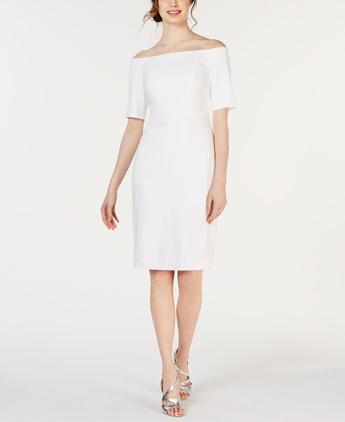 Calvin Klein Off The Shoulder Crepe Dress Reviews Dresses Women Macy S
