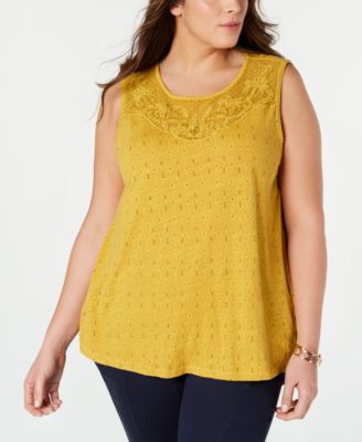 Lucky Brand - Plus Size Appliqu&eacute;d Sleeveless Top