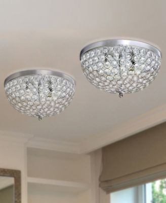 Elegant Designs 2 Light Elipse Crystal Flush Mount Ceiling Light 2 Pack