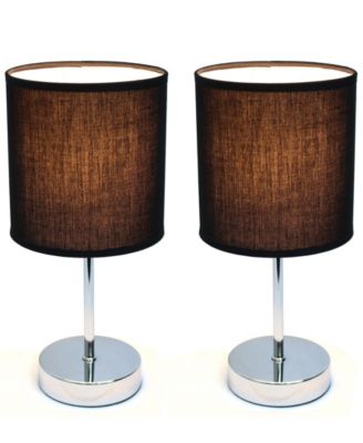 Simple Designs Chrome Mini Basic Table Lamp with Fabric Shade 2 Pack Set