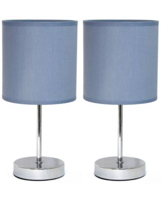 Simple Designs Chrome Mini Basic Table Lamp with Fabric Shade 2 Pack Set