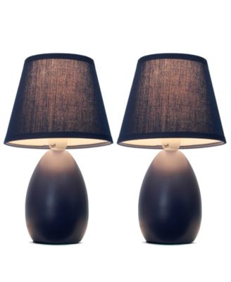 Simple Designs Mini Egg Oval Ceramic Table Lamp 2 Pack Set