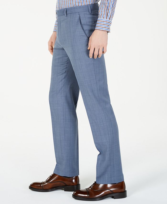 Michael Kors Men's ClassicFit Airsoft Stretch Light Blue Windowpane