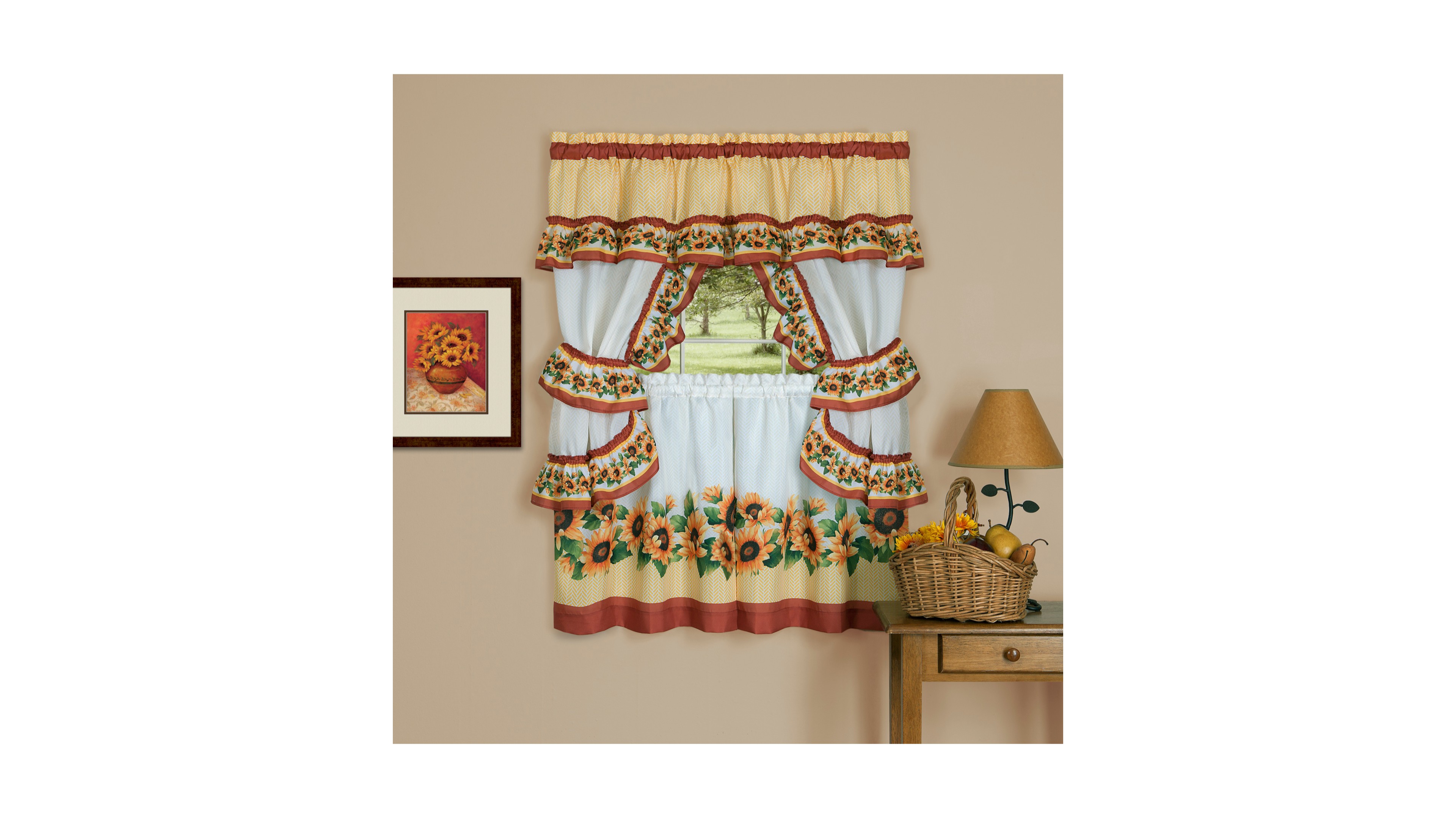 Achim Black Eyed Susan 5-Pc. Kitchen Tiers Set, 57" x 36"