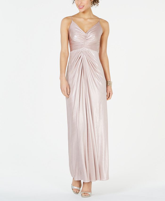 Adrianna Papell Allover Metallic Knotted Gown Macy s