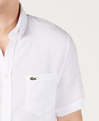 lacoste men's linen pocket shirt