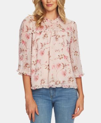 CeCe - Floral-Print Ruffled Top