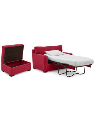 Furniture - Radley 54" Fabric Chair Bed & 36" Fabric Chair Bed Storage Ottoman Set - Custom Colors