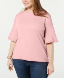 Plus Size Cotton Flared-Sleeve Top, Created for Macy's