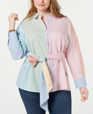 Cotton Multicolor Tie-Waist Shirt 