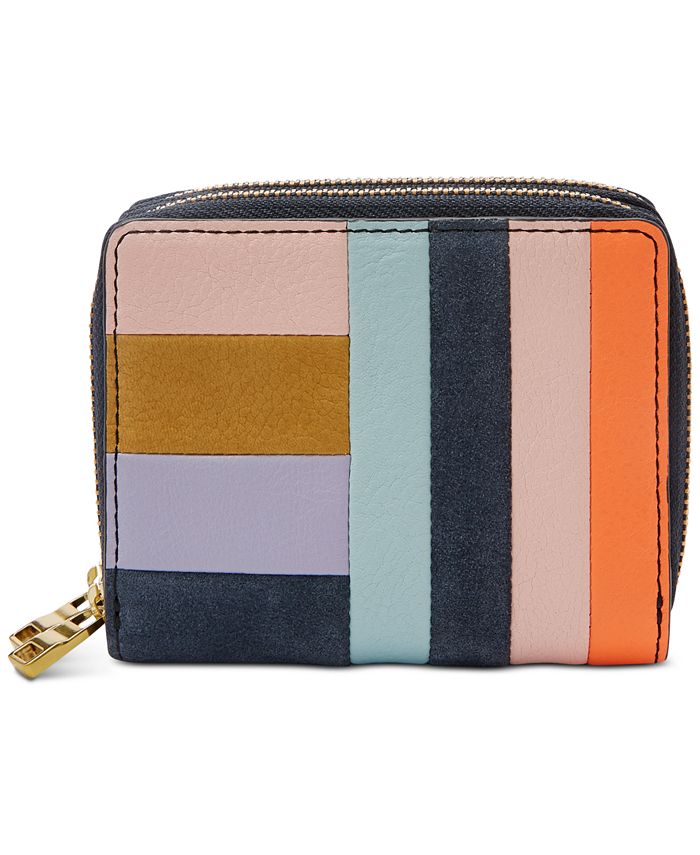 Fossil Leather Patchwork RFID Mini Multifunctional Wallet - Macy's