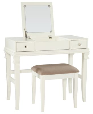 Linon Home Décor Angela Vanity Set with Bench and Mirror - Macy's