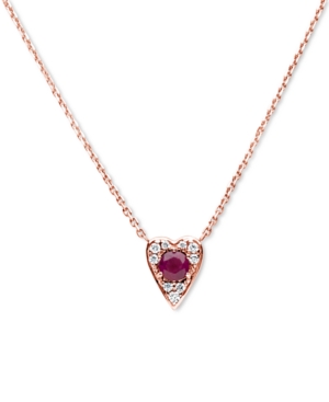 image of Certified Ruby (3/8 ct. t.w.) & Diamond (1/10 ct. t.w.) Heart 16