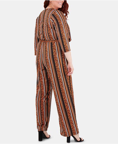5212291 Navy Blue Striped Belted Jumpsuit main image 1
