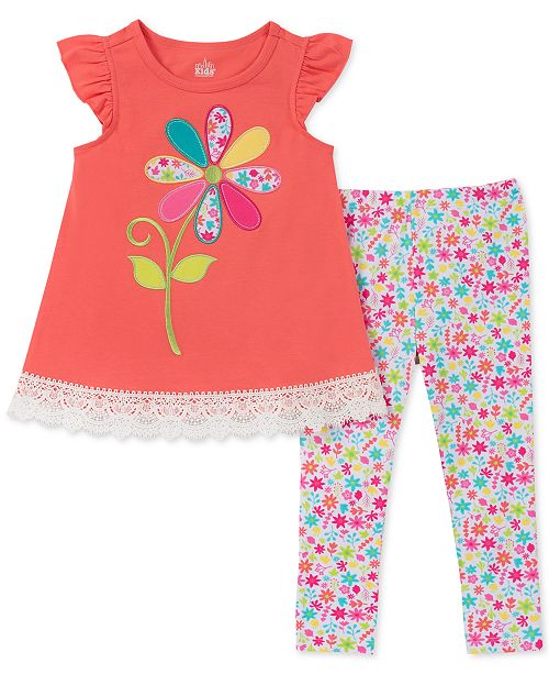 Kids Headquarters Baby Girls 2-Pc. Floral Tunic & Leggings Set ...