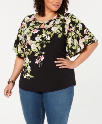 Charter Club Plus Size Floral Print Keyhole Top Created for Macy s Macy s