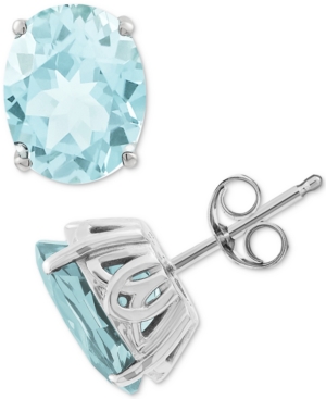 image of Aquamarine Stud Earrings (3 ct. t.w.) in 14k White Gold