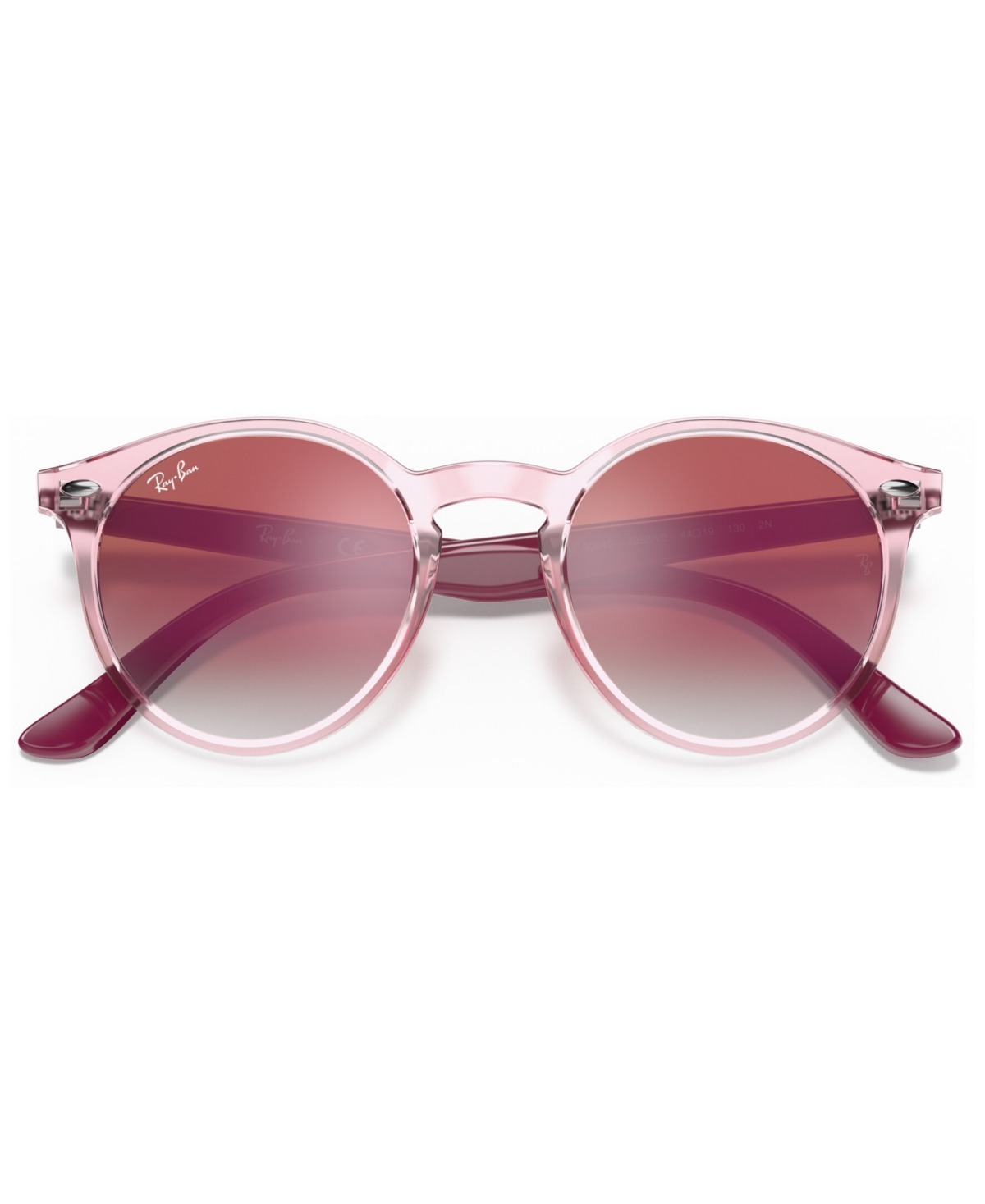 Ray-ban Jr . Kids Sunglasses, Rj9064 (ages 7-10) In Trasparent Pink,red Mirror Red