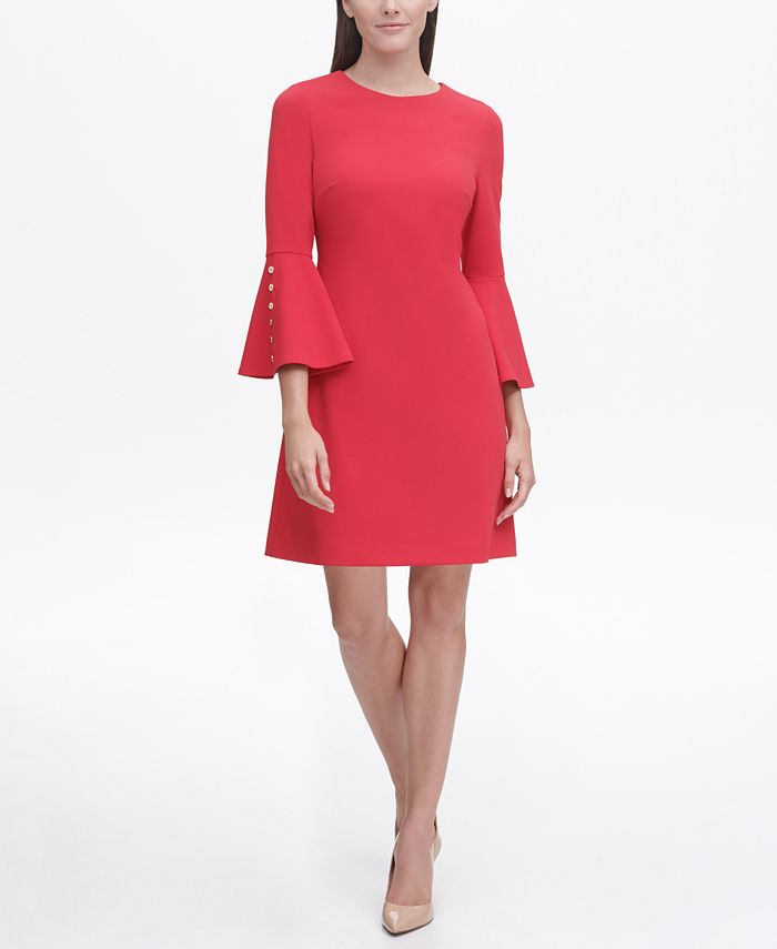 Tommy Hilfiger Scuba Crepe A-line Dress with Bell Sleeves, Created for ...