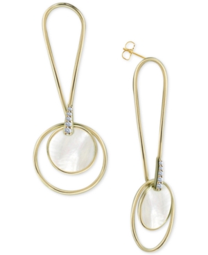 image of Argento Vivo Mother-of-Pearl Circle Drop Earrings in Gold-Plated Sterling Silver
