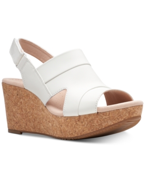 image of Clarks Collection Women-s Annadel Ivory Wedge Sandals Women-s Shoes
