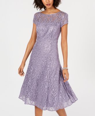 Women's Sequined Lace Midi Dresses