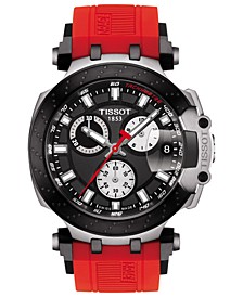 Men's Swiss Chronograph T-Sport T-Race Red Silicone Strap Watch 47.6mm