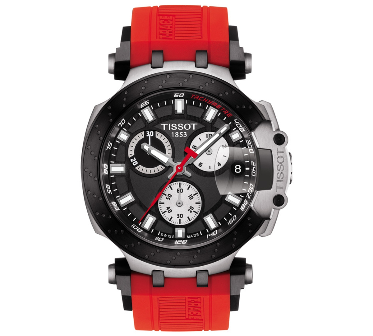 Tissot Men's Swiss Chronograph T-sport T-race Red Silicone Strap Watch 47.6mm