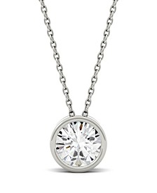 Moissanite Bezel Solitaire Pendant (1/2 ct t.w. - 1 ct. t.w. Diamond Equivalent) in 14k White or Yellow Gold