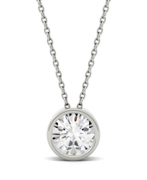 Shop Charles & Colvard Moissanite Bezel Solitaire Pendant (1/2 Ct. T.w. Diamond Equivalent) In 14k White Or Yellow Gold In White Gold