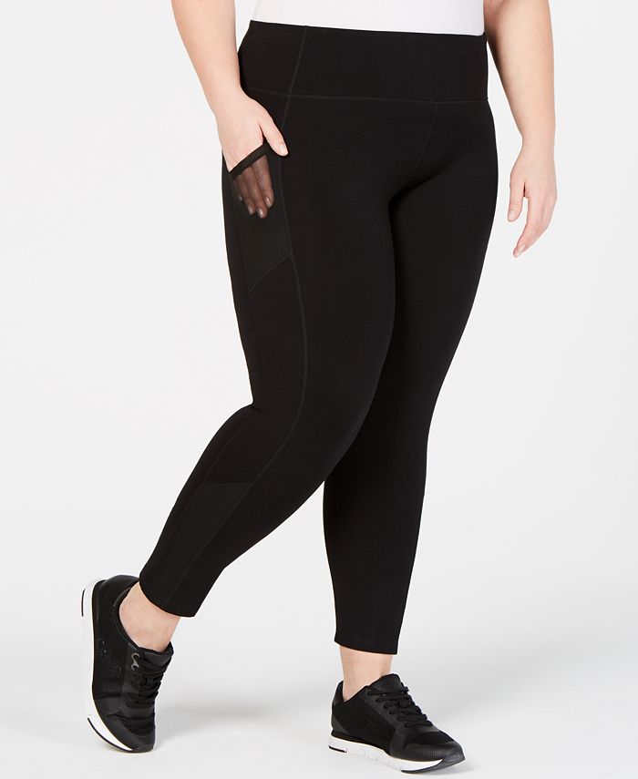 Plus Size Mesh Detail High Waisted Leggings