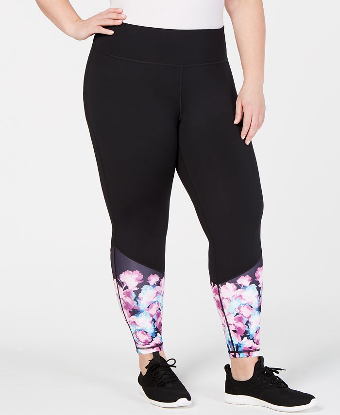 Ideology Plus Size Floral Ankle Leggings, Created for Macy's & Reviews ...